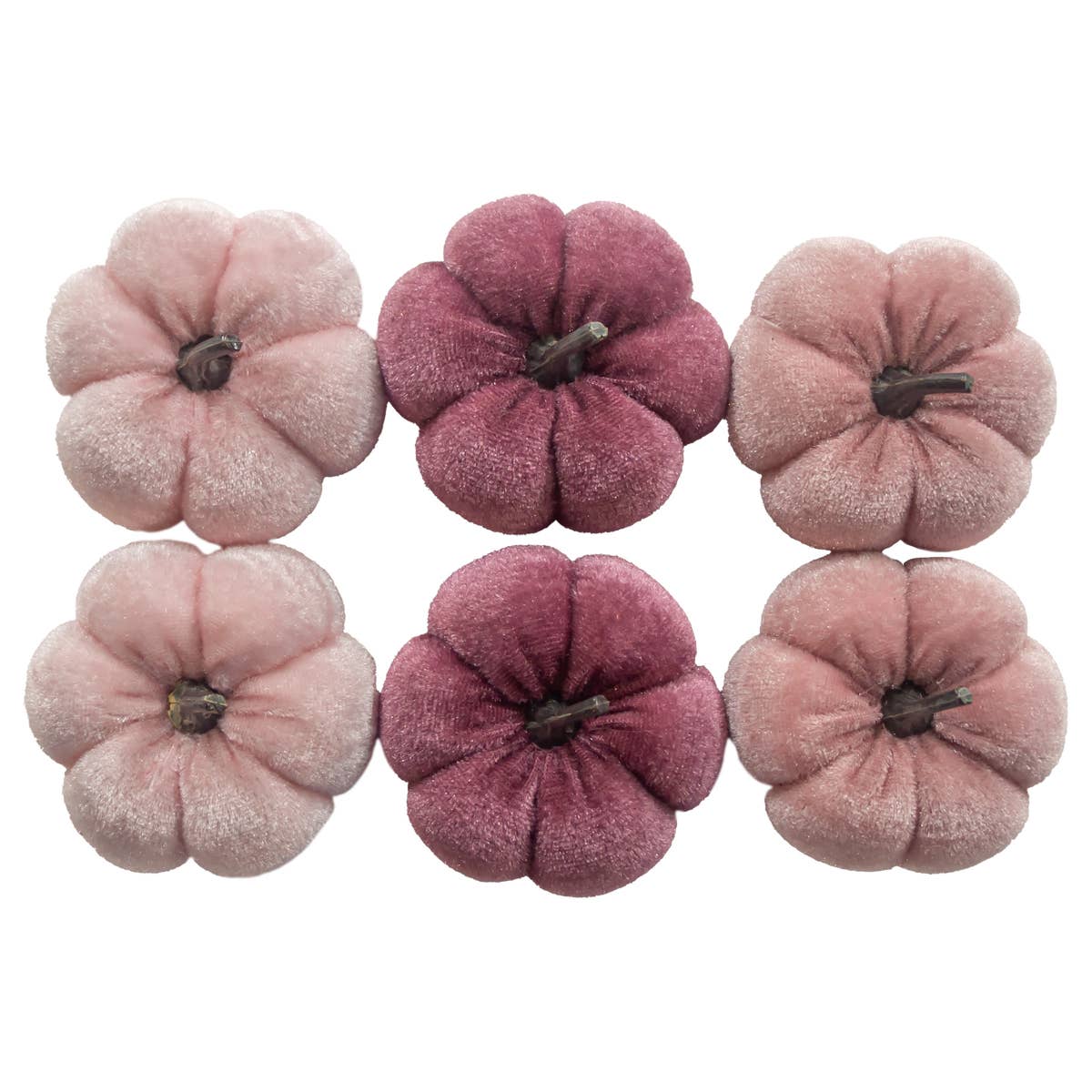 Pink Velvet Boxed Pumpkins Set of 6 Fall