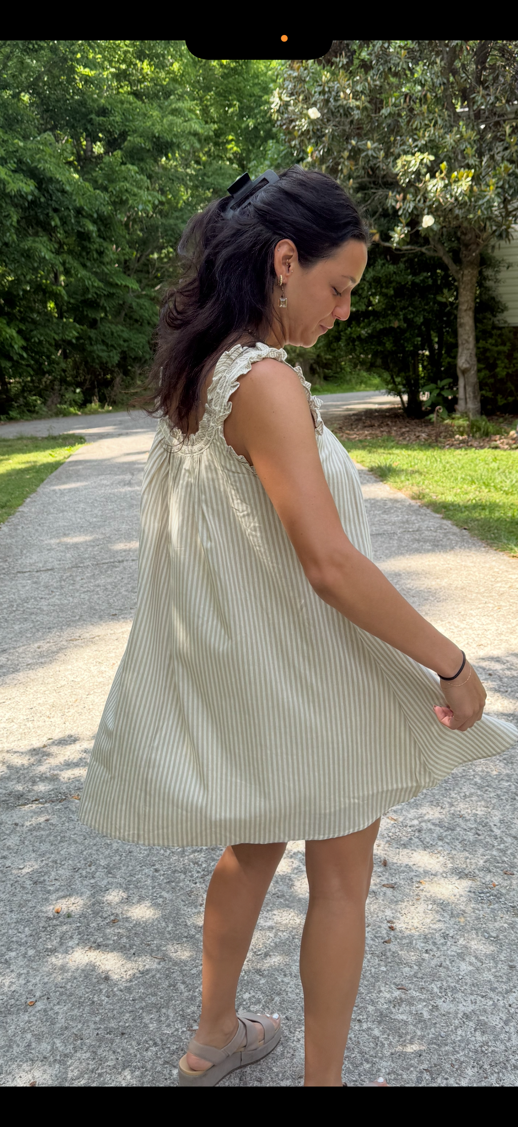 Stripped Ivory /Beige  Mini Dress