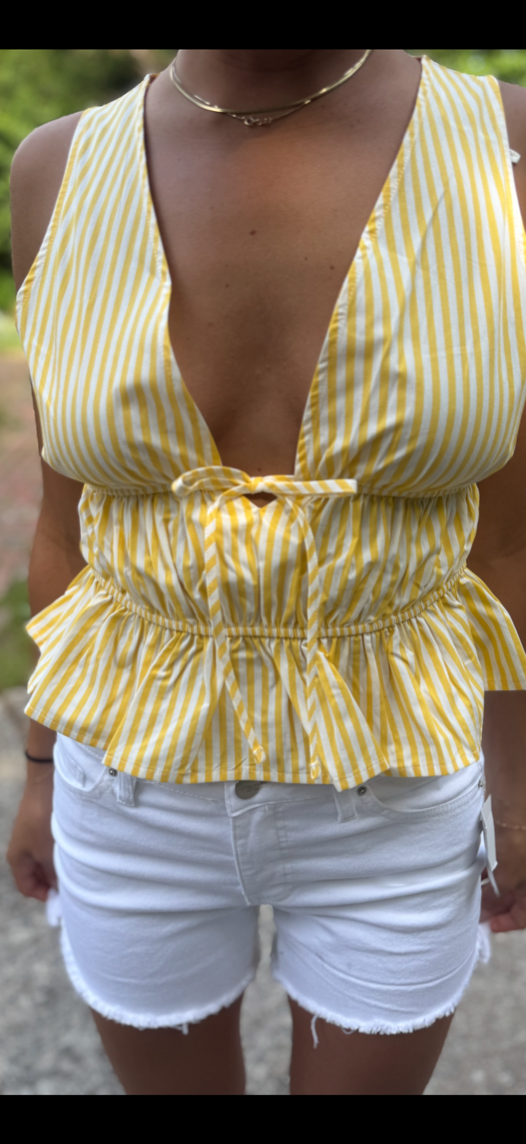 Yellow  and White Stripped Tank