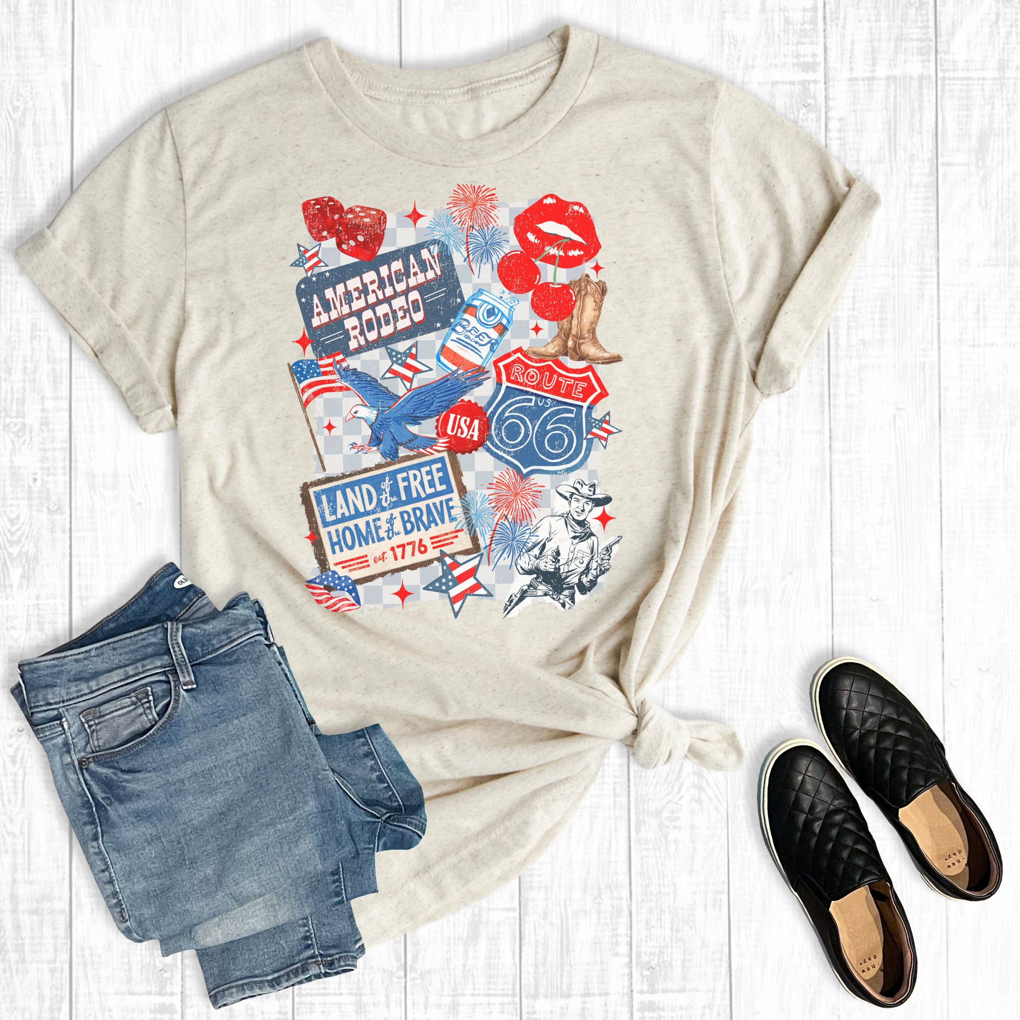 Western 4th Of July Collage Graphic Tee