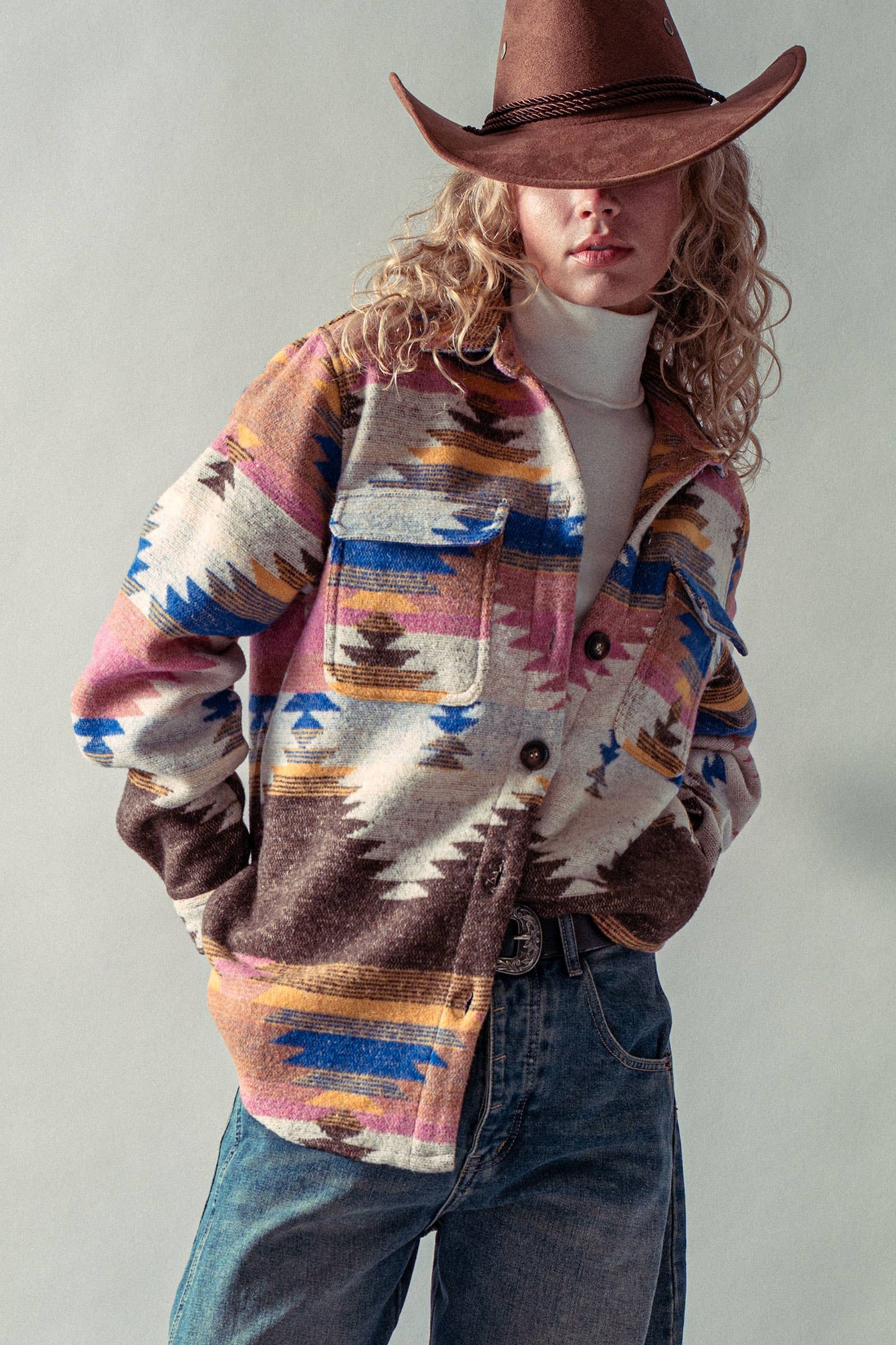 Aztec Print Jacket – Western-Inspired, Relaxed Fit