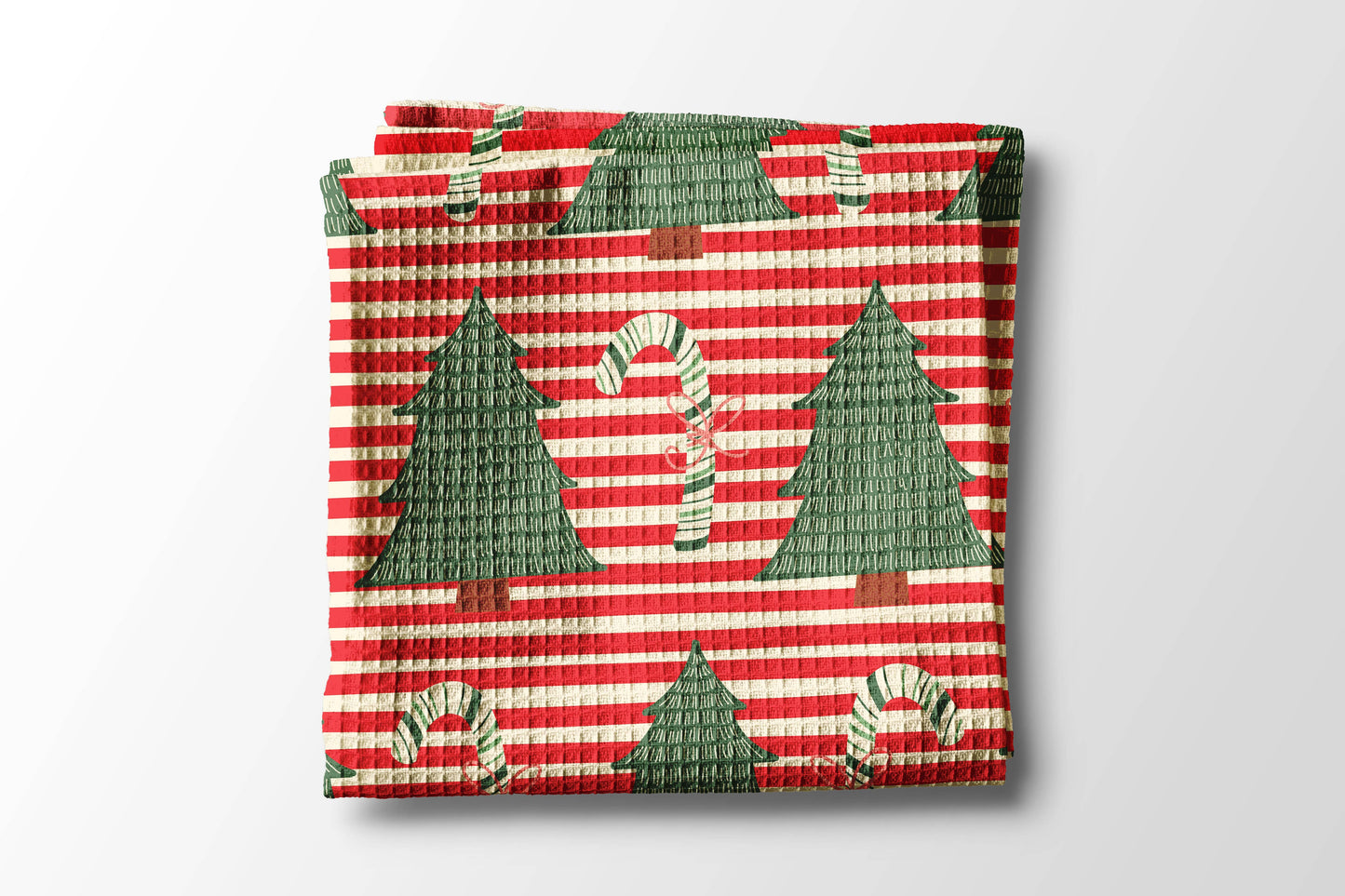 Christmas Retro Kitchen Tea Towel Waffle Holiday Baking