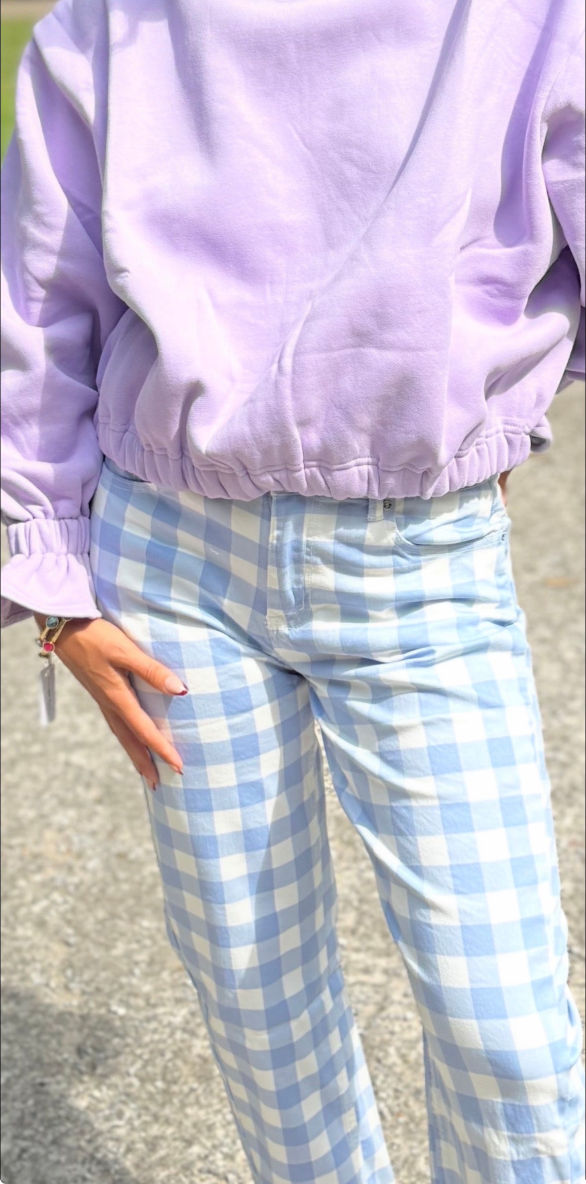 Light Blue Checkered Jeans