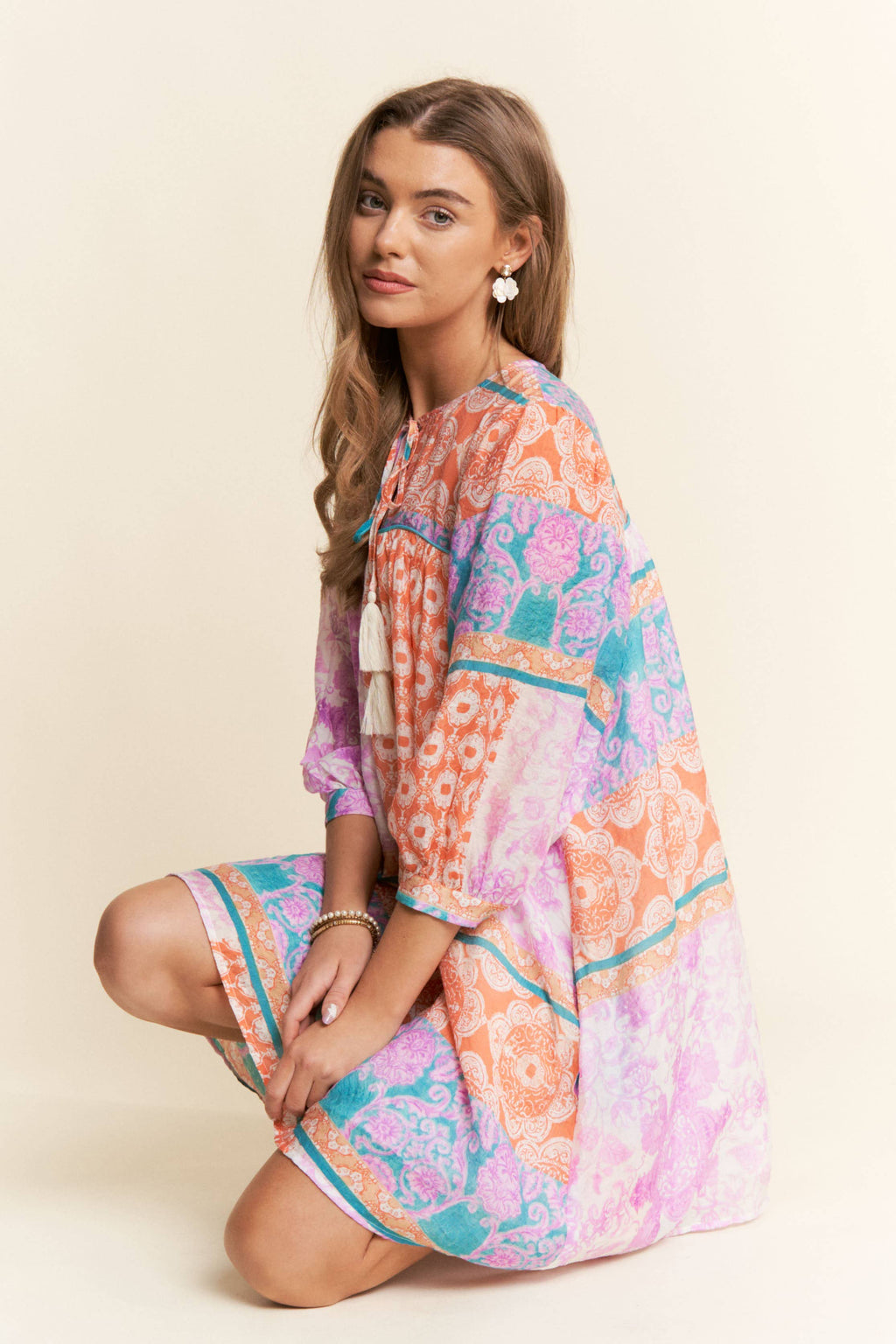 MULTI PATTERN TUNIC DRESS