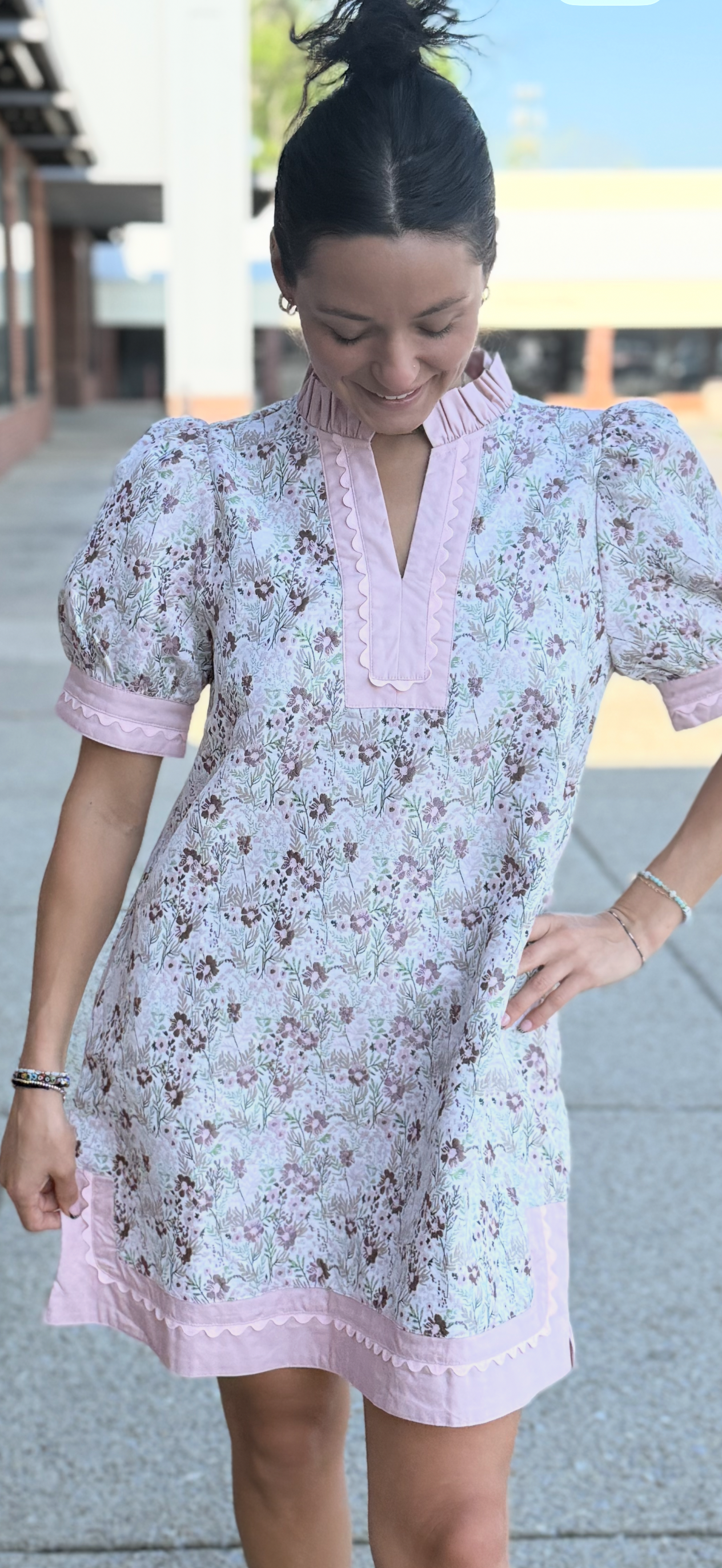 Flower Short Sleeve Dress by Jodifi