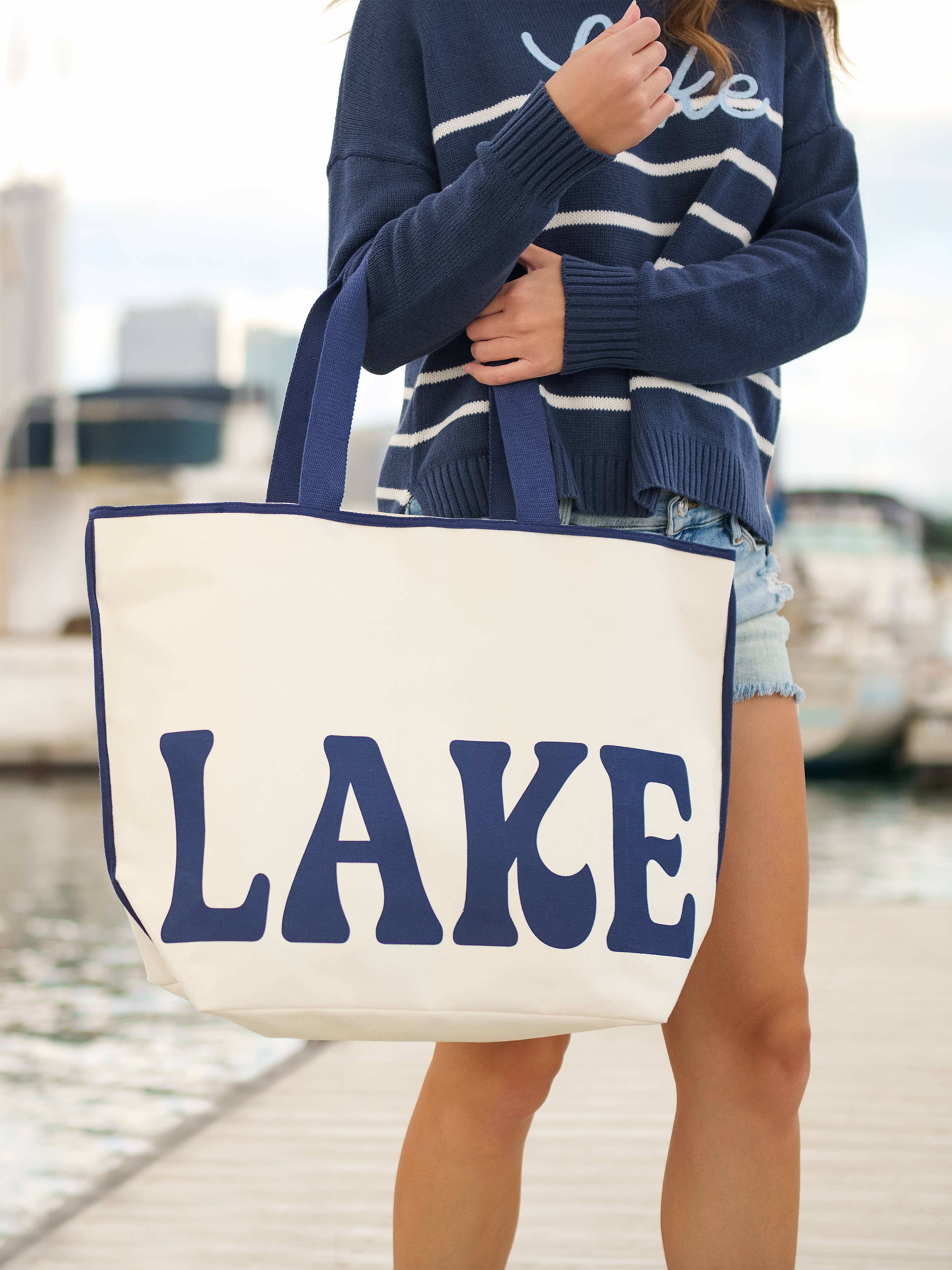 "LAKE" TOTE,IVORY