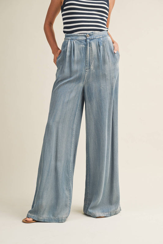 DENIM WIDE LEG PANTS
