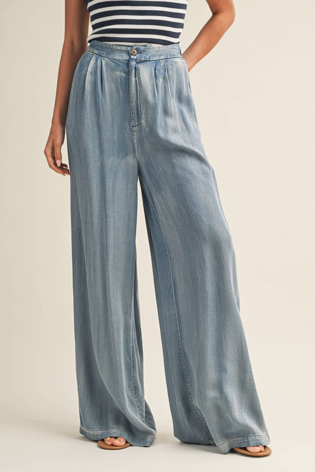 DENIM WIDE LEG PANTS