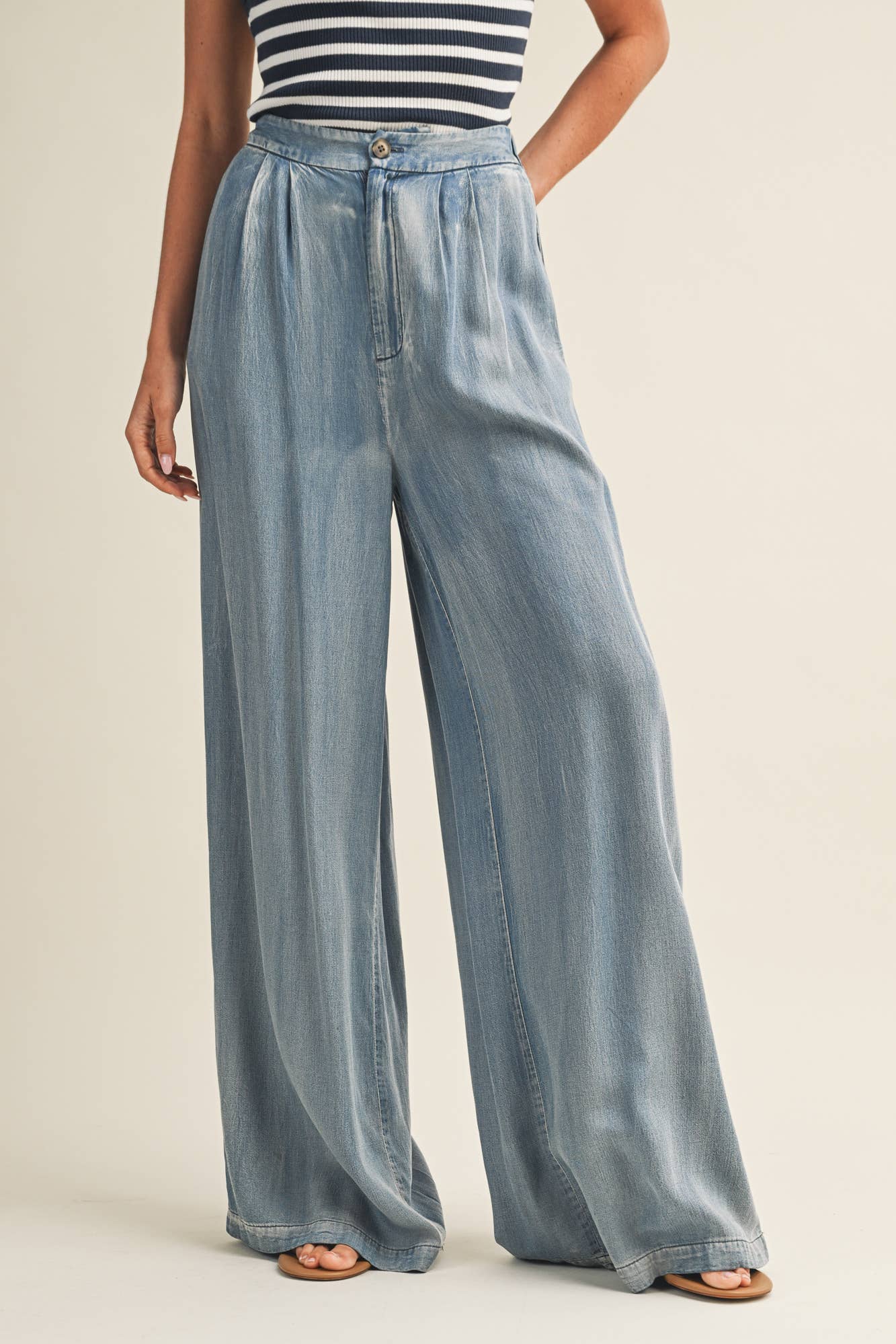 DENIM WIDE LEG PANTS