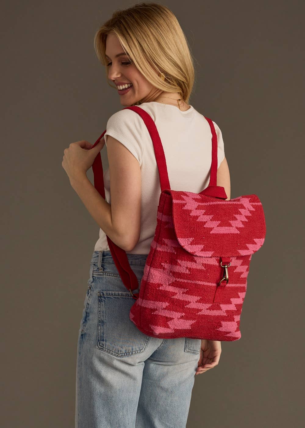 Red & Pink Aztec Backpack