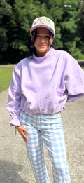 Ruffled Cuff Cropped Terry Sweartshirt