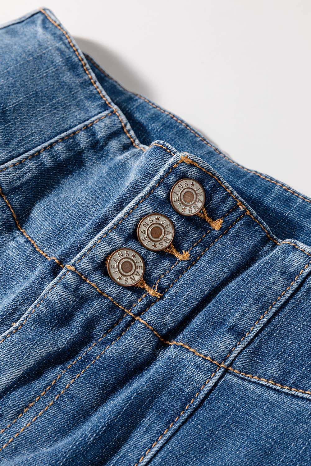 66Western High Waist Button Fly Seamed Raw Hem Flare Jeans