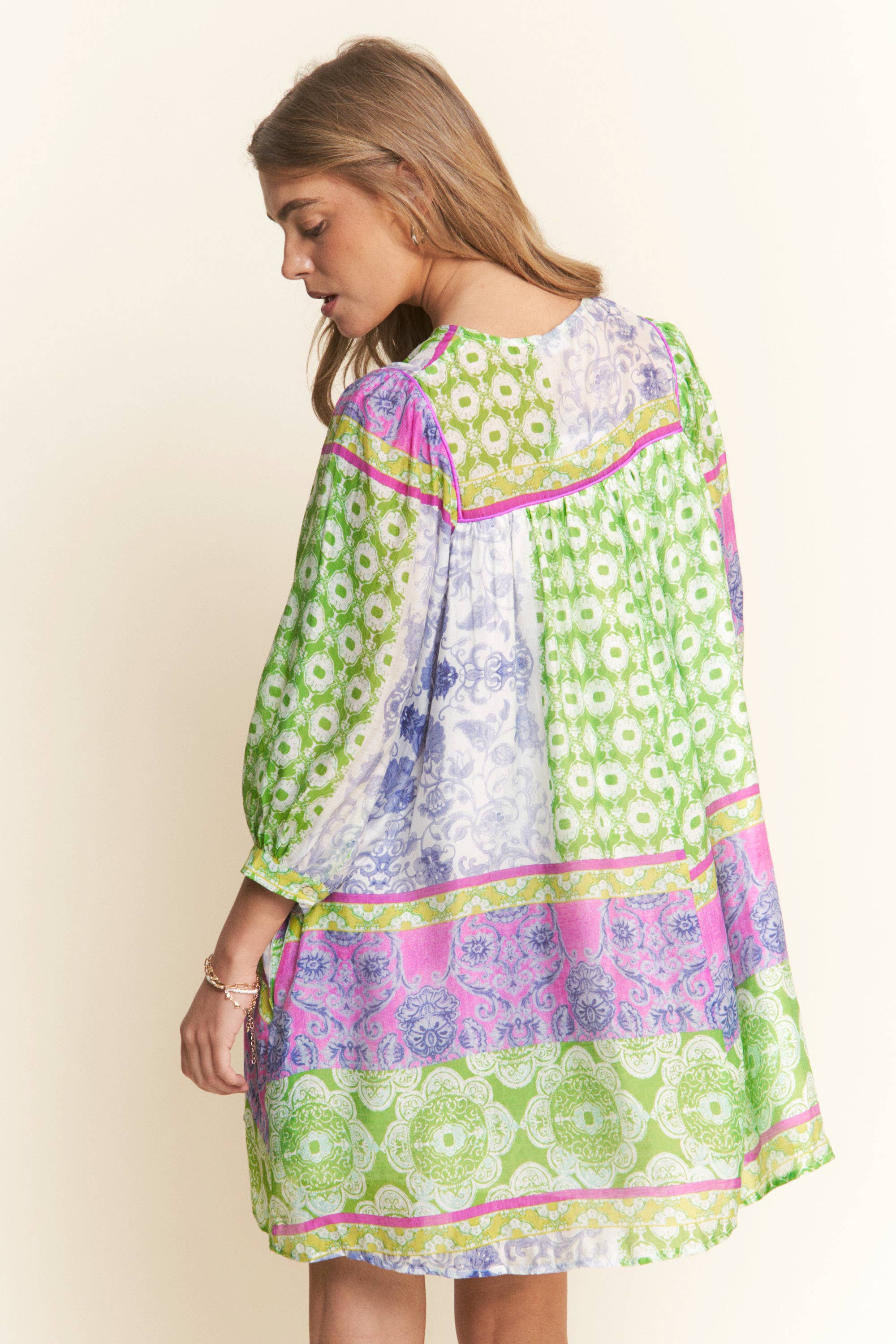 MULTI PATTERN TUNIC DRESS