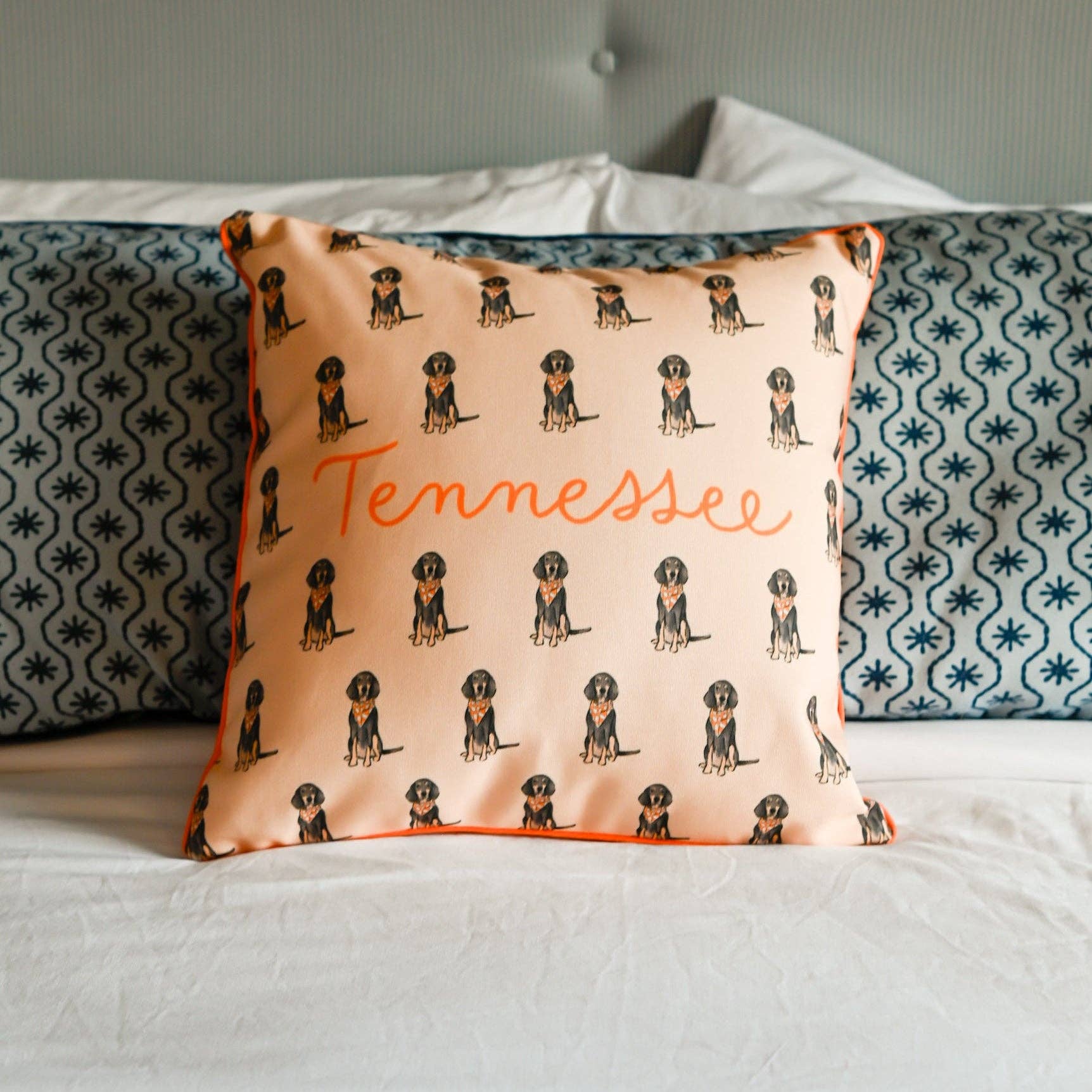 Bluetick Coonhound Tennessee Gingham Pillow