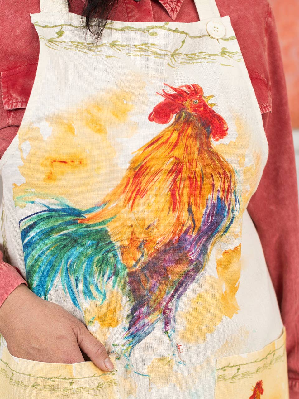 Rooster Watercolor Chef Apron - Multi