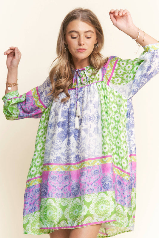 MULTI PATTERN TUNIC DRESS