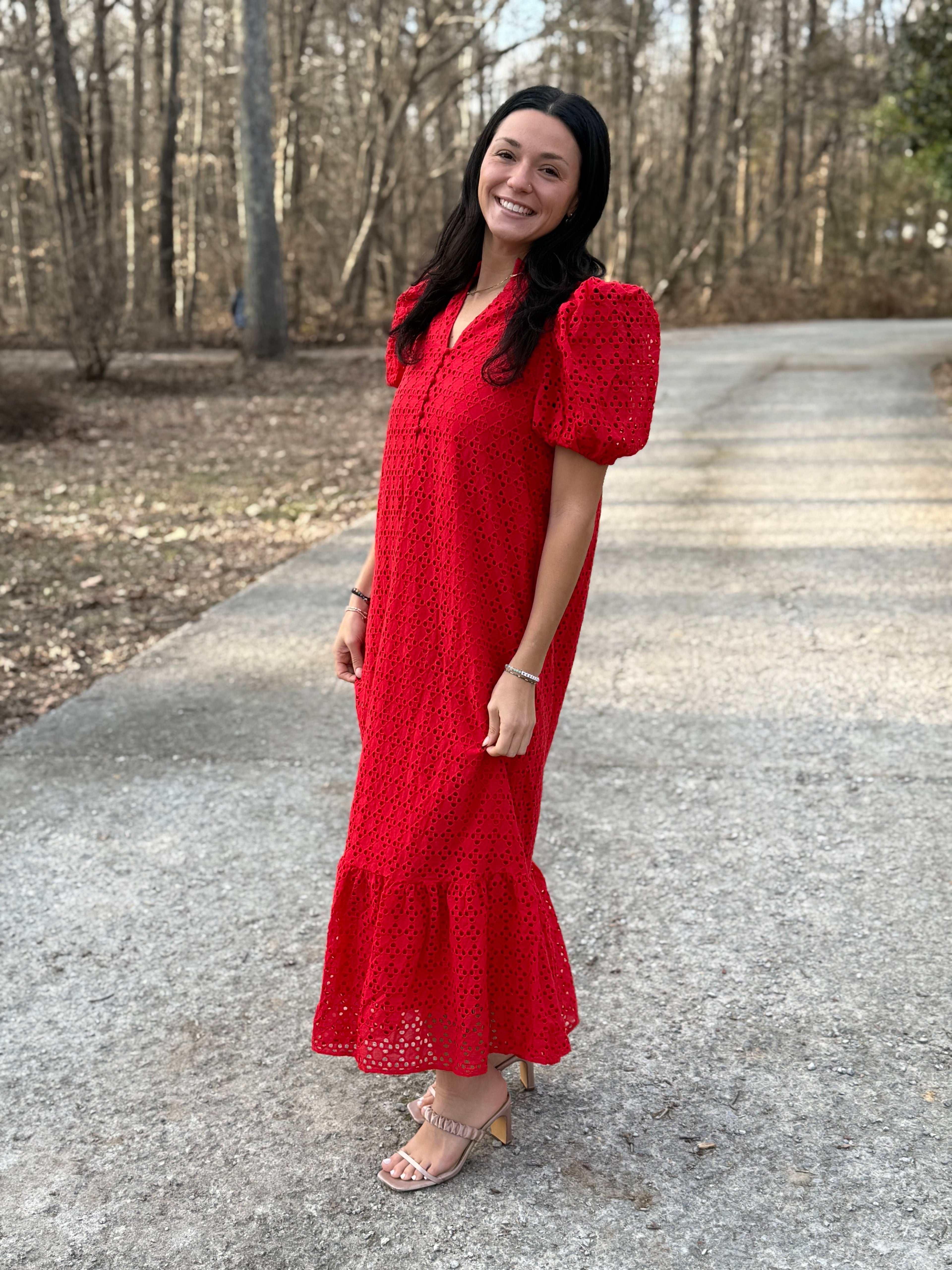 Red Midi Long  Dress