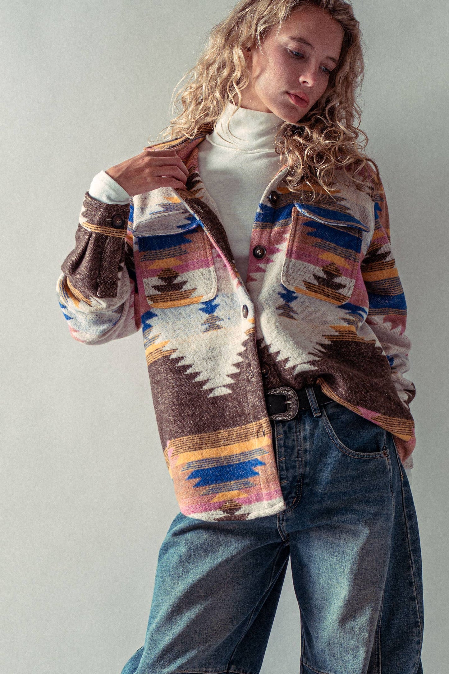 Aztec Print Jacket – Western-Inspired, Relaxed Fit