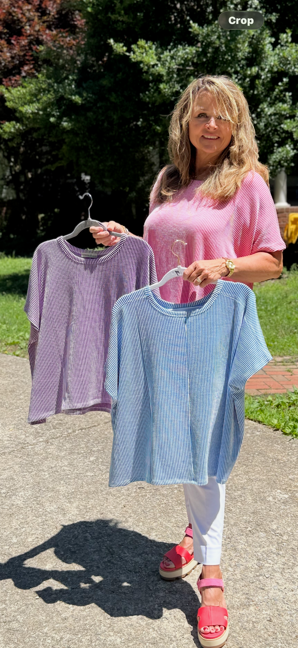 Ribbed Stripped Short Sleeve Top