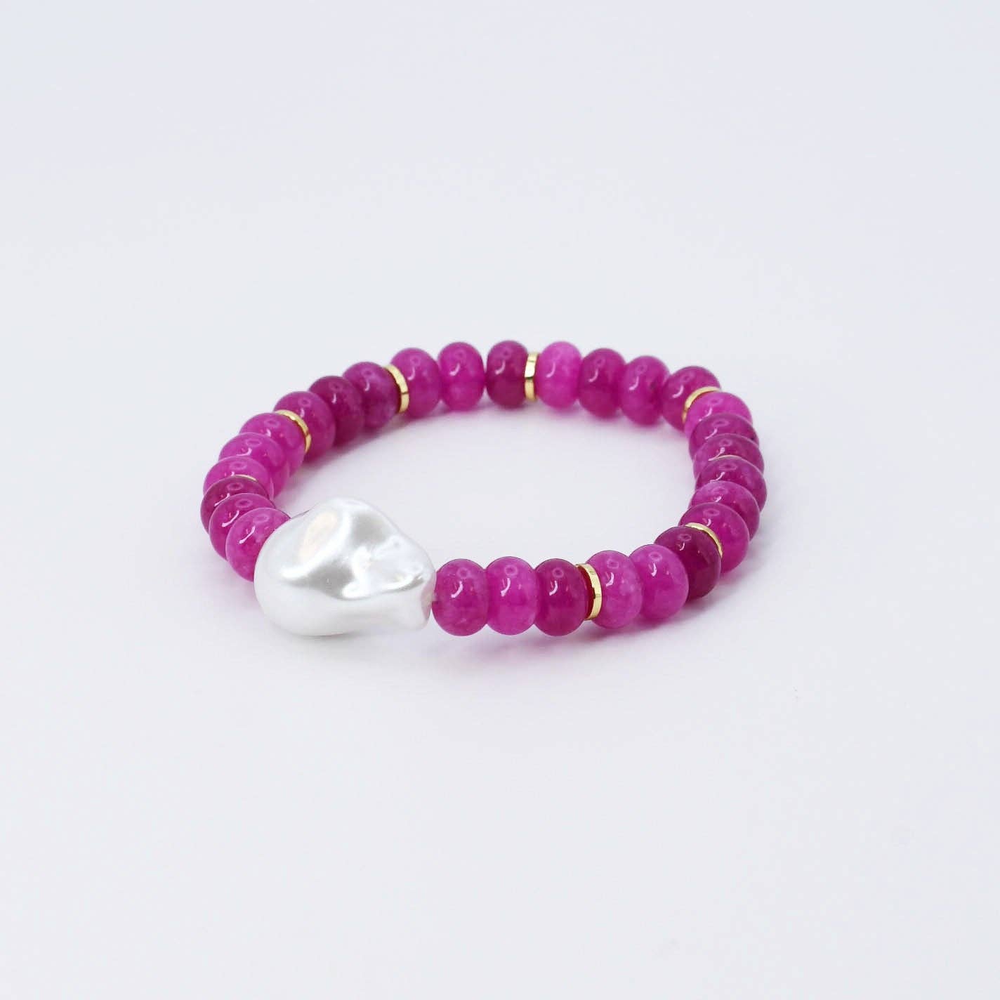Pink Beaded Bracelet with Pearl