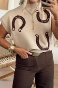 Spring 2026 Cowgirl Horseshoe Mock Neck Knit Top (S-XL)