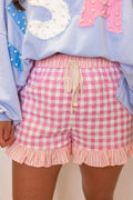 Summer Gingham Print Ruffled Shorts