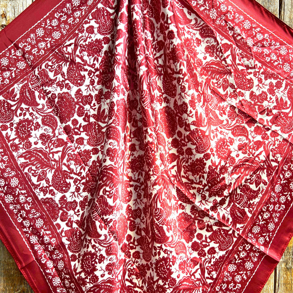 35x35"  Red & Cream Paisley Wild Rag/Scarf WR143
