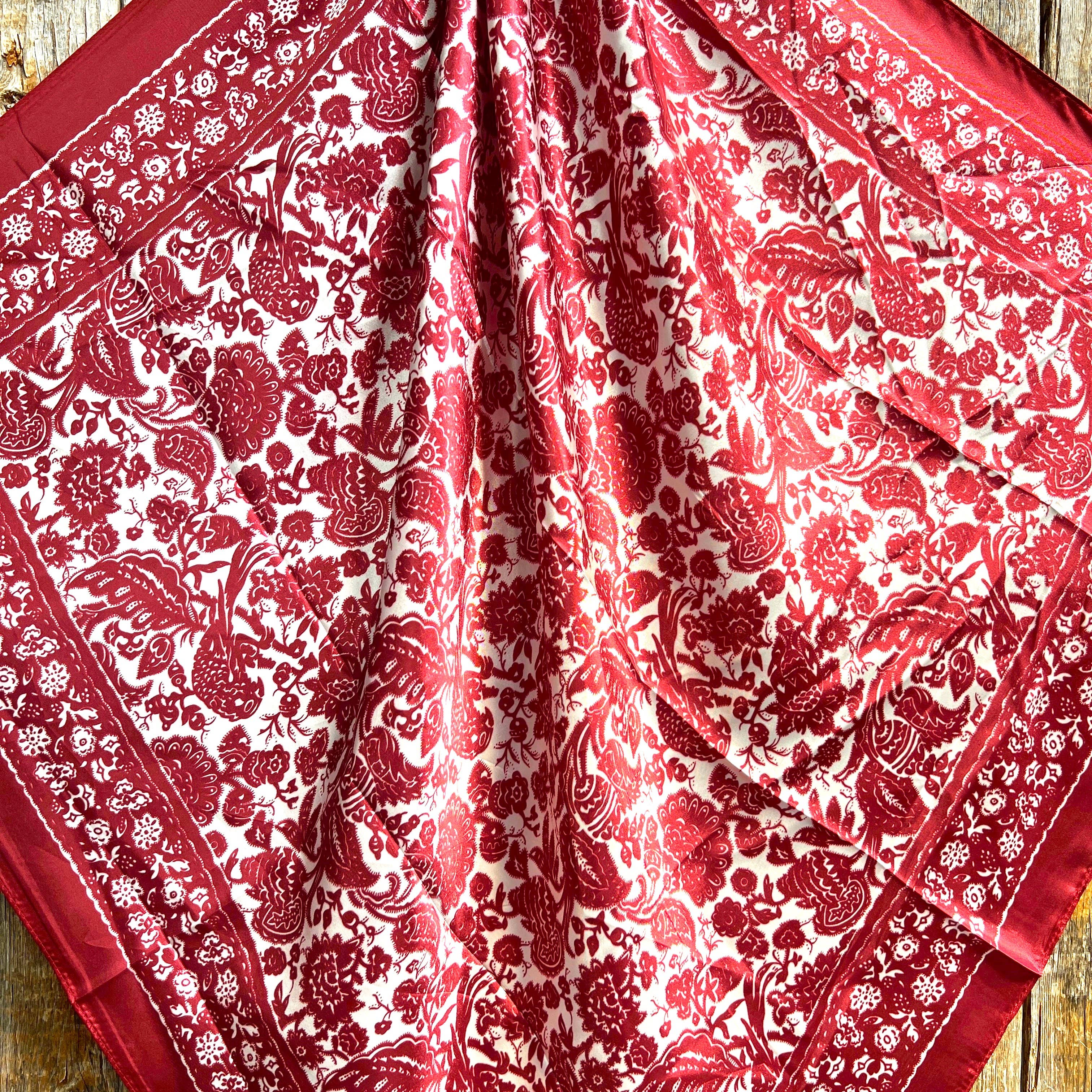 35x35"  Red & Cream Paisley Wild Rag/Scarf WR143