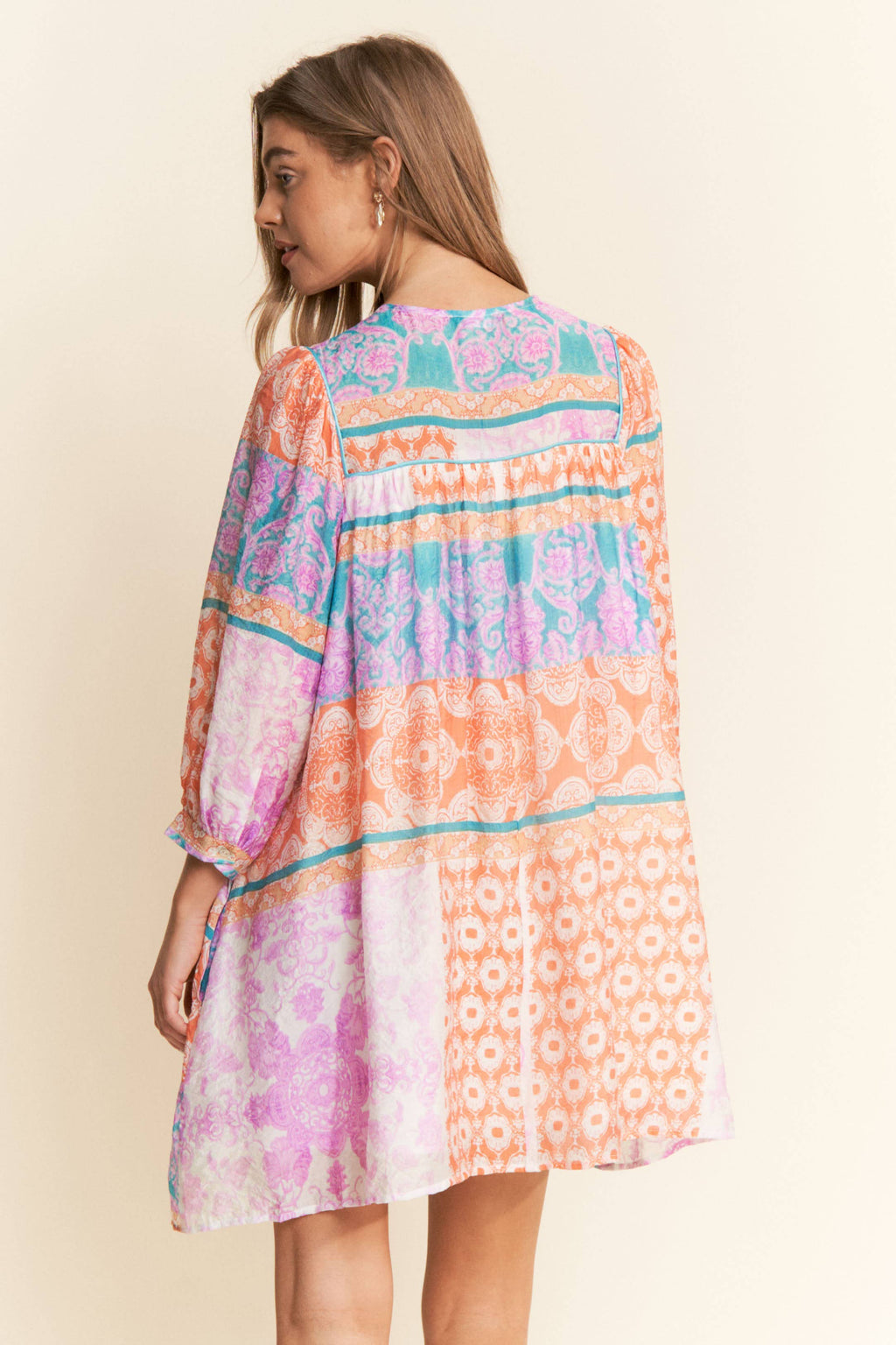 MULTI PATTERN TUNIC DRESS