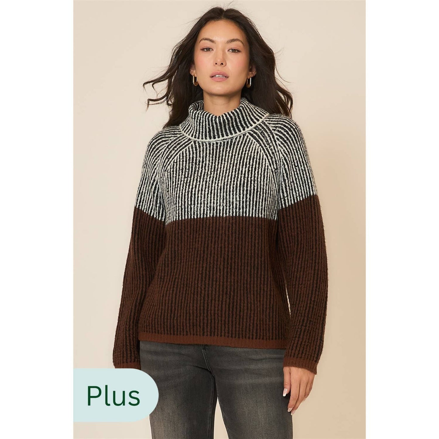 Brushed Rib Knit Cowl Neck Sweater