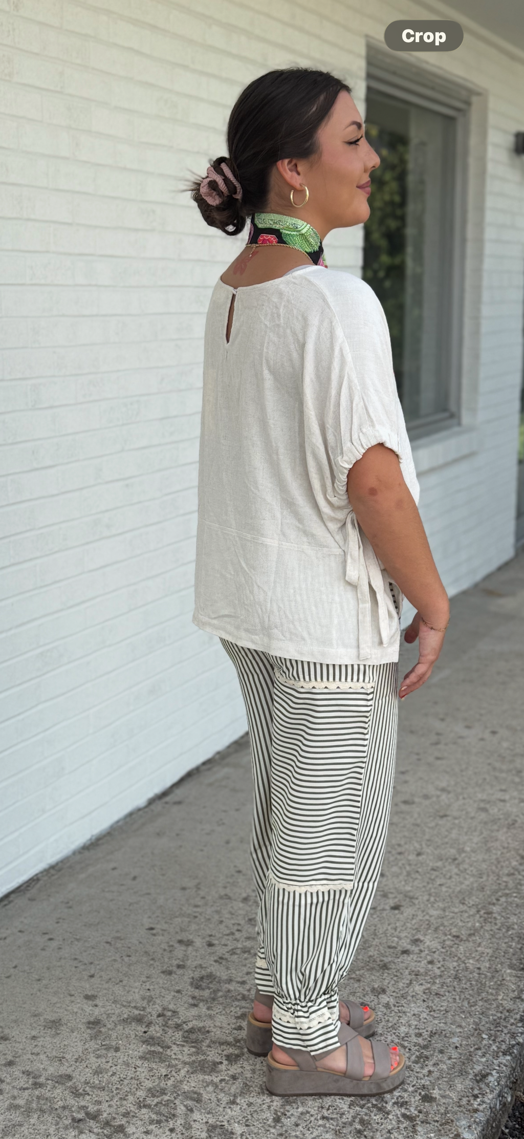 Olive and Beige Striped Pants