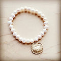 Freshwater Pearl Bracelet with Matte Gold Coin