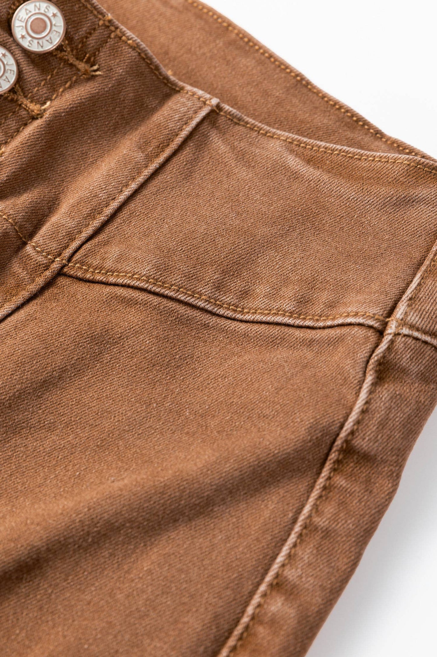 66Western High Waist Button Fly Seamed Raw Hem Flare Jeans