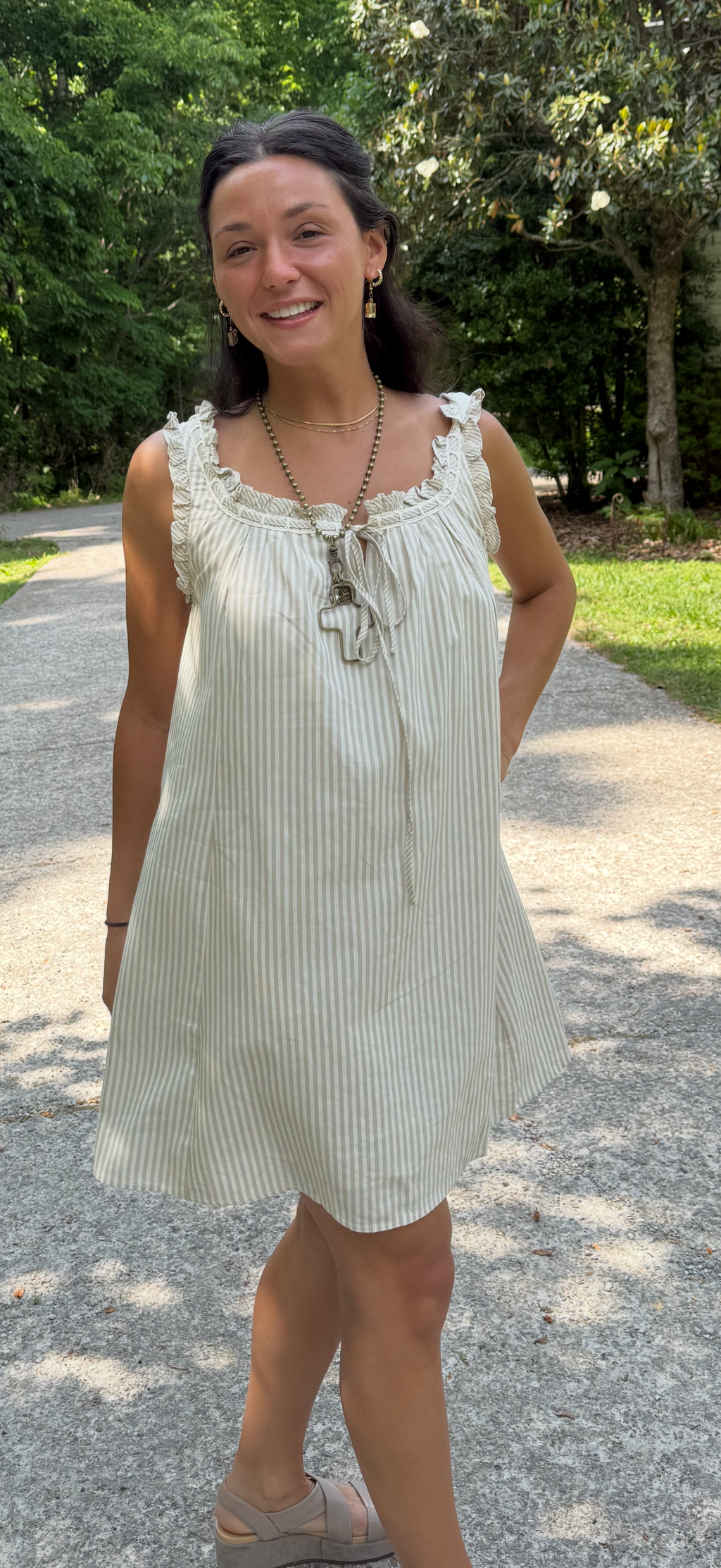Stripped Ivory /Beige  Mini Dress