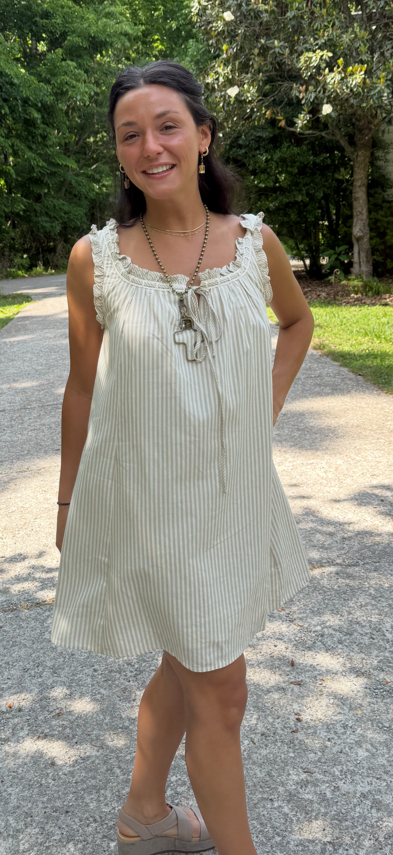 Stripped Ivory /Beige  Mini Dress