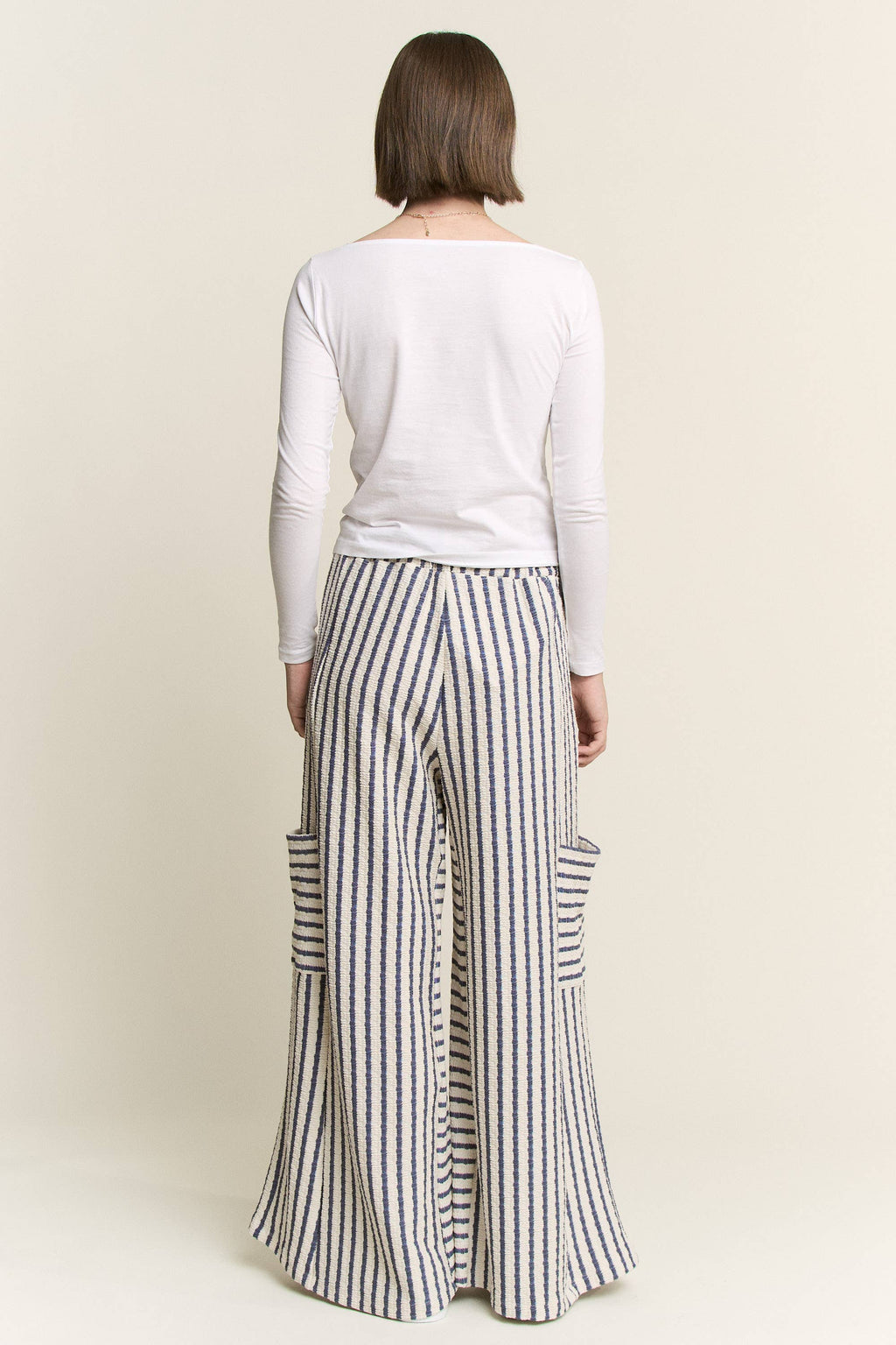 STRIPE WIDE LEG PANTS CREAM EDITION