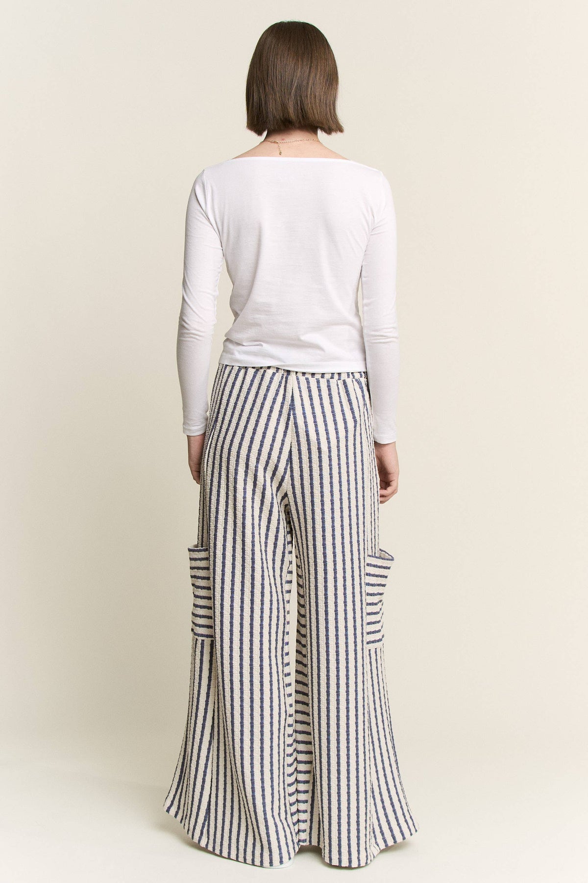 STRIPE WIDE LEG PANTS CREAM EDITION