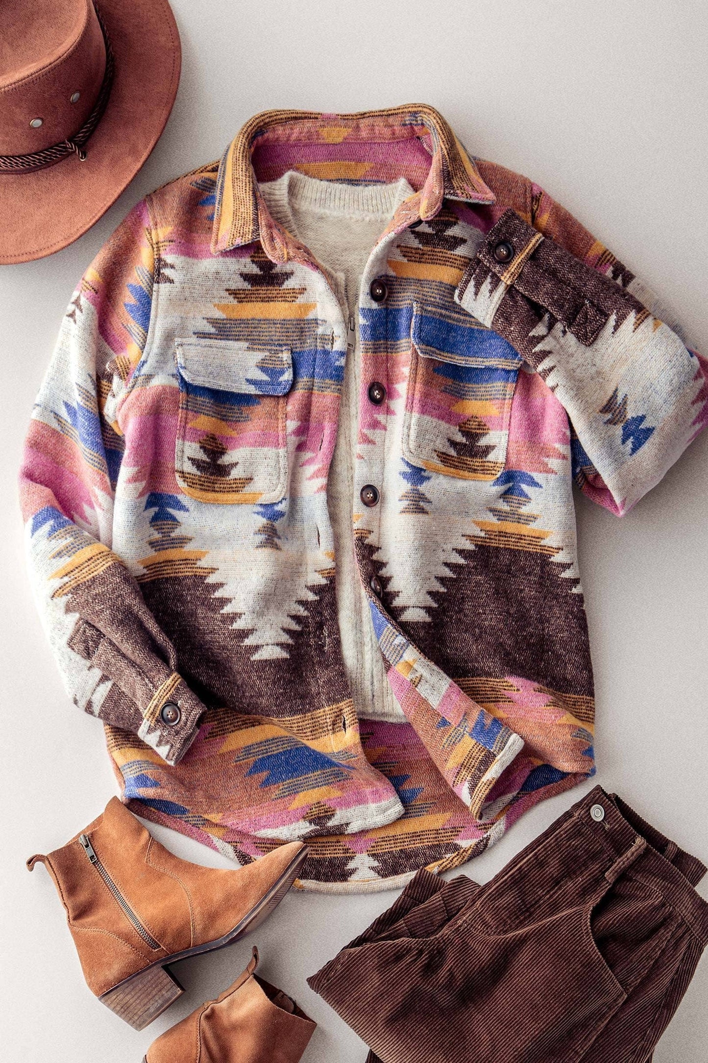 Aztec Print Jacket – Western-Inspired, Relaxed Fit