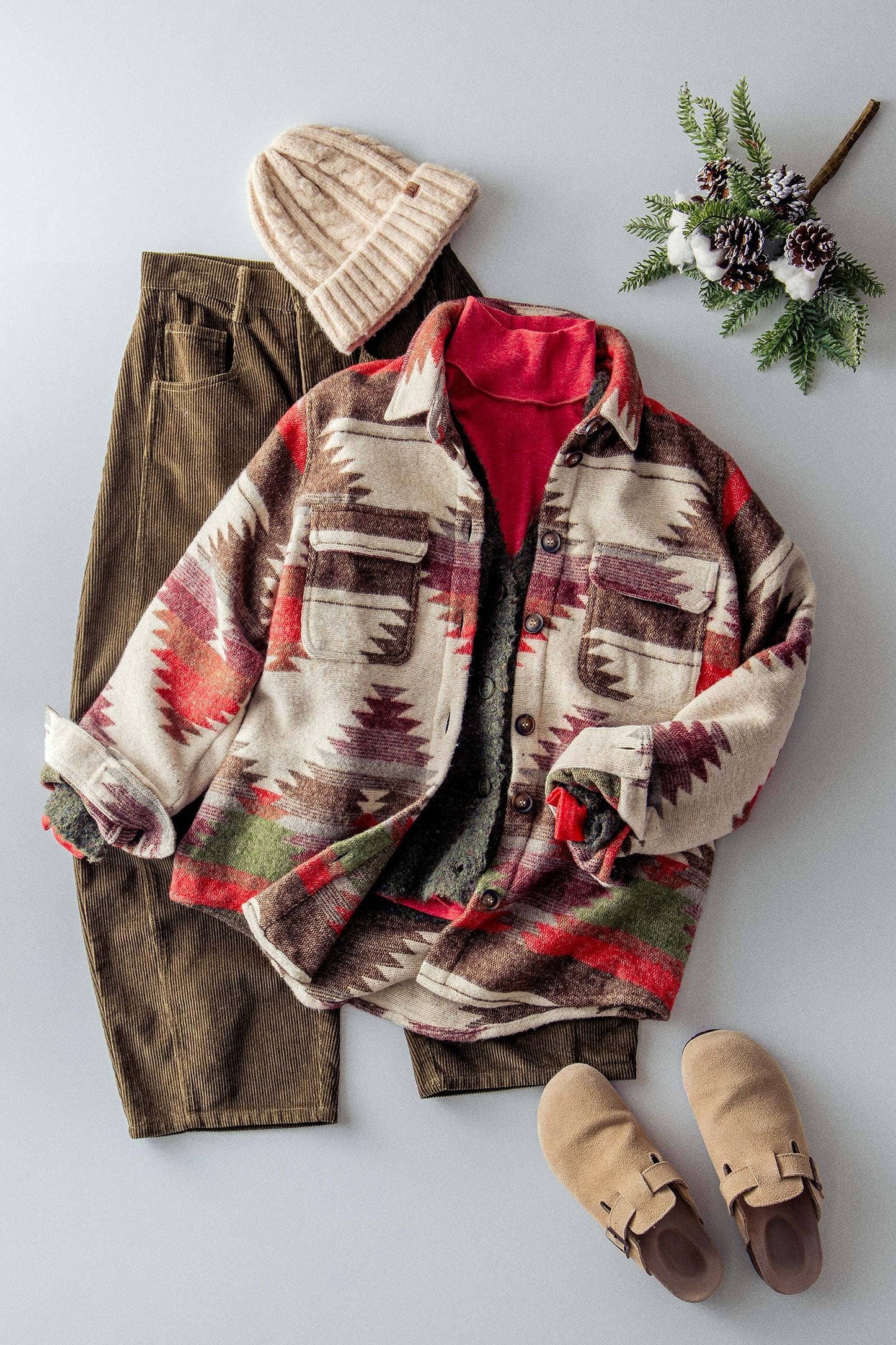 Aztec Print Jacket – Western-Inspired, Relaxed Fit