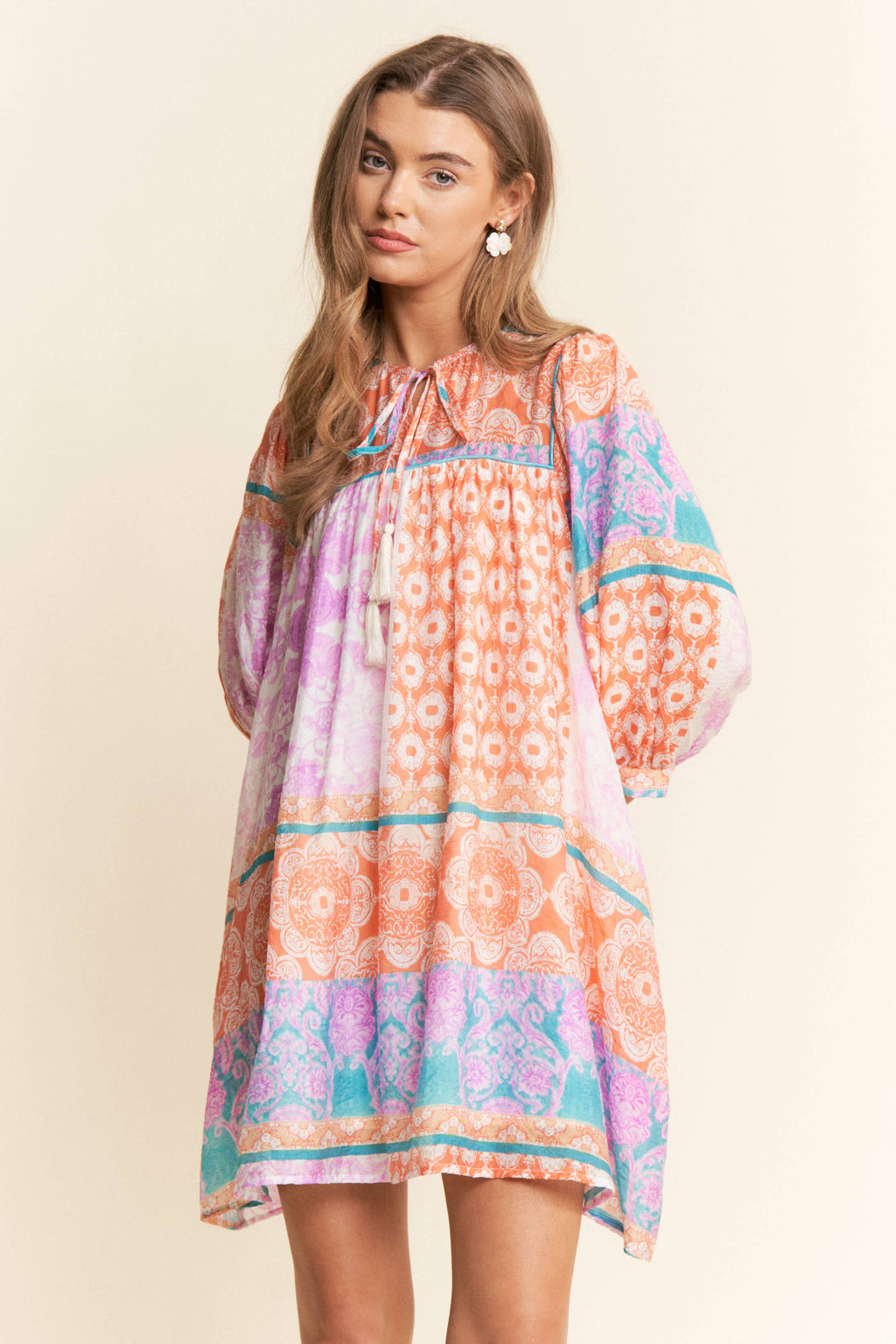 MULTI PATTERN TUNIC DRESS
