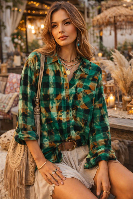 Evergreen Mirage Hooded Flannel