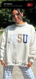 Embroider Jesus mock neck top