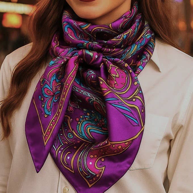 35X35" Purple Fun Floral Wild Rag / Scarf WR1018