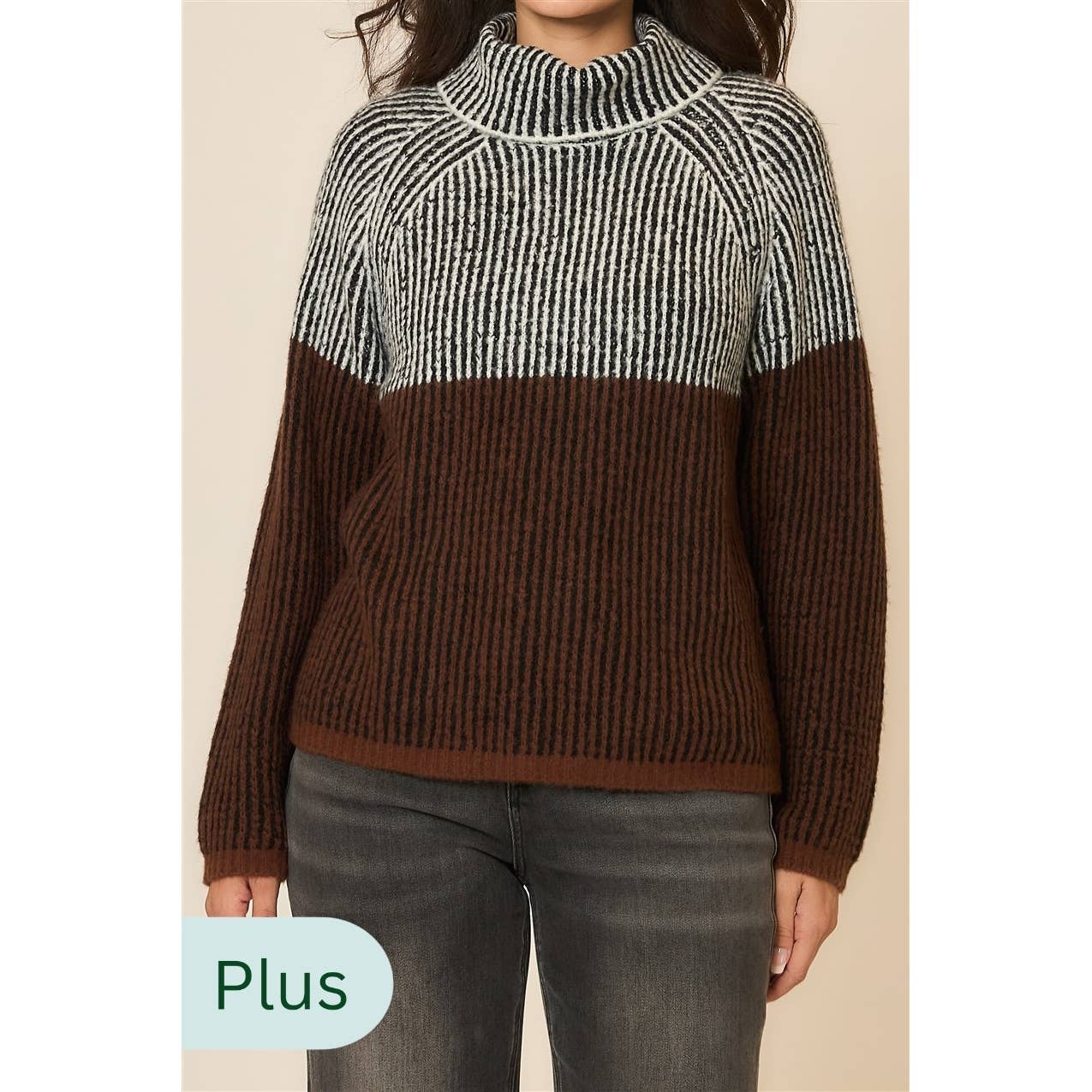 Brushed Rib Knit Cowl Neck Sweater