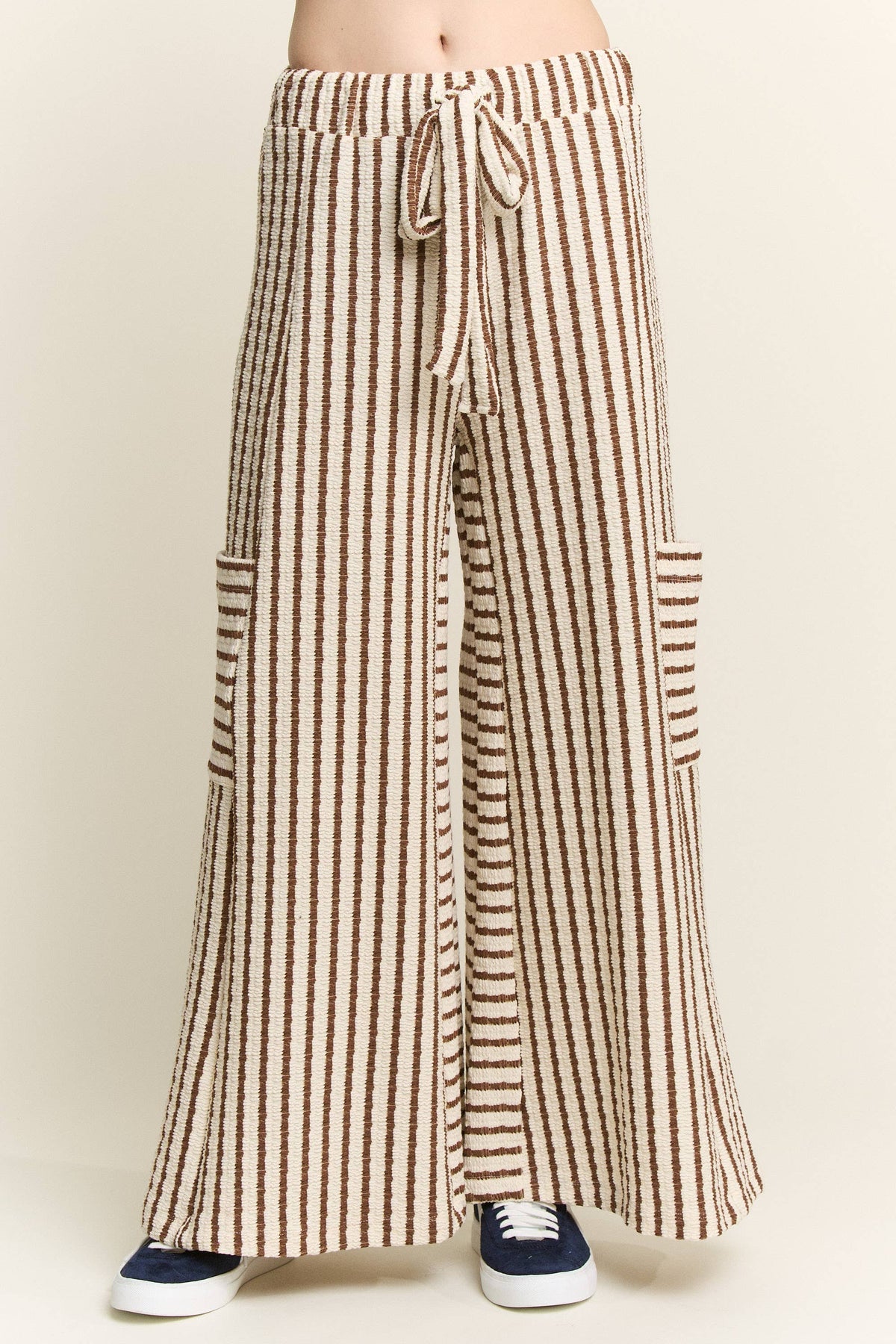 STRIPE WIDE LEG PANTS CREAM EDITION