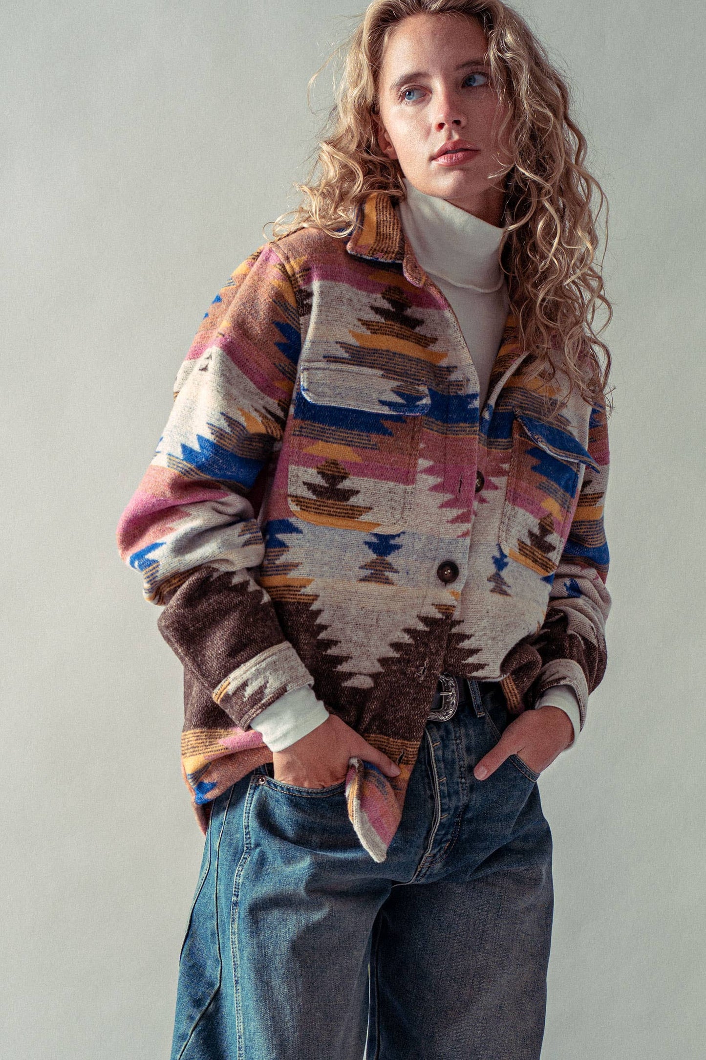 Aztec Print Jacket – Western-Inspired, Relaxed Fit