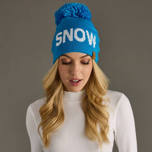 Blue Snow Pom Hat