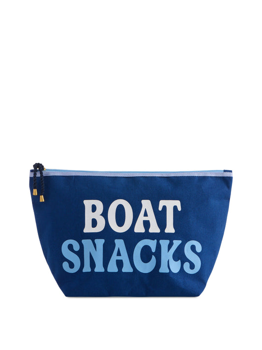 "BOAT SNACKS" LARGE ZIP POUCH,NAVY
