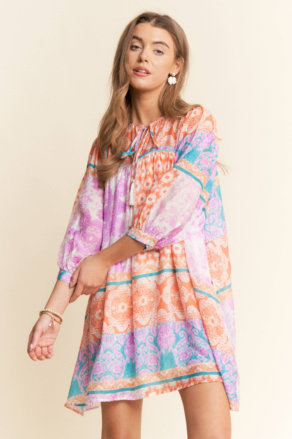 MULTI PATTERN TUNIC DRESS