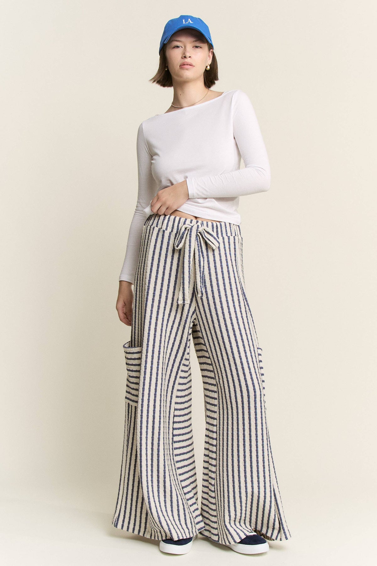 STRIPE WIDE LEG PANTS CREAM EDITION